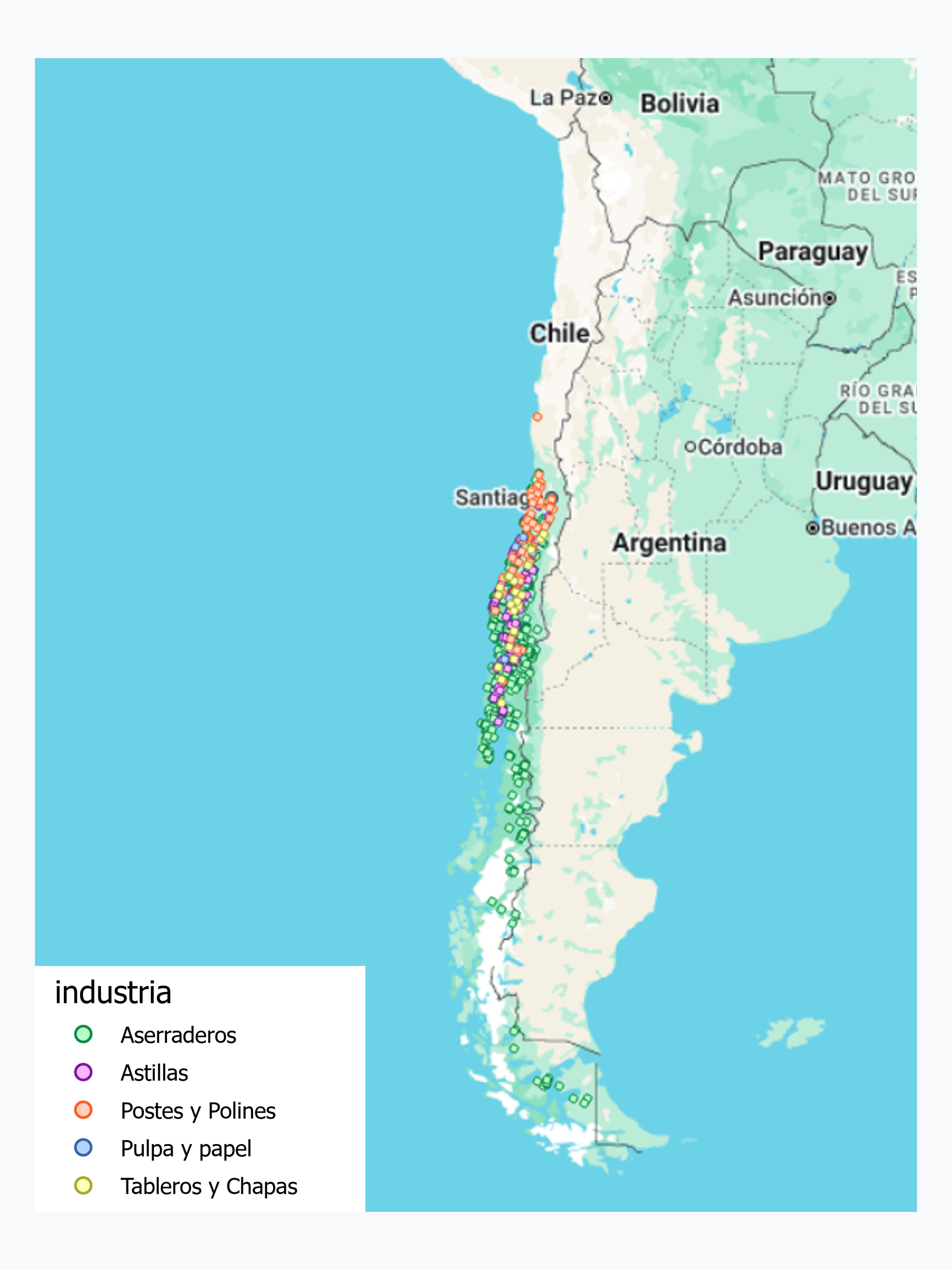 Mapa de la Industria Forestal Primaria 2022